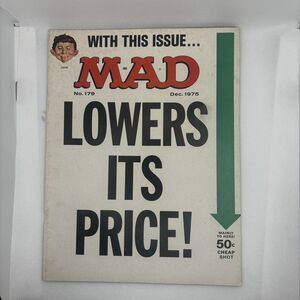 Mad Magazine Vol 1 No 179 December 1975 Mad Lowers Its Price! Satire Humor Wit